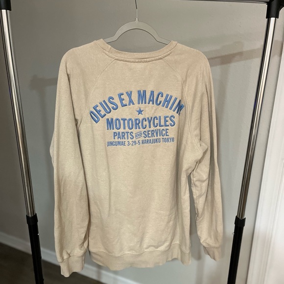 Deus ex Machina Premium Tokyo Crew Sweatshirt Cream Men’s XL-Preowned - Picture 3 of 6
